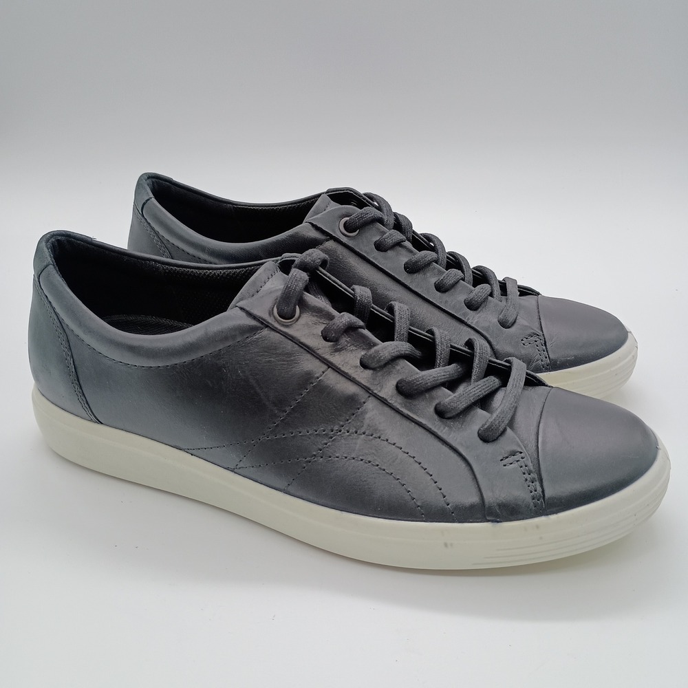 ECCO Soft 7 Mens Leather Low Top Sneakers Black White 40 EU 7 US